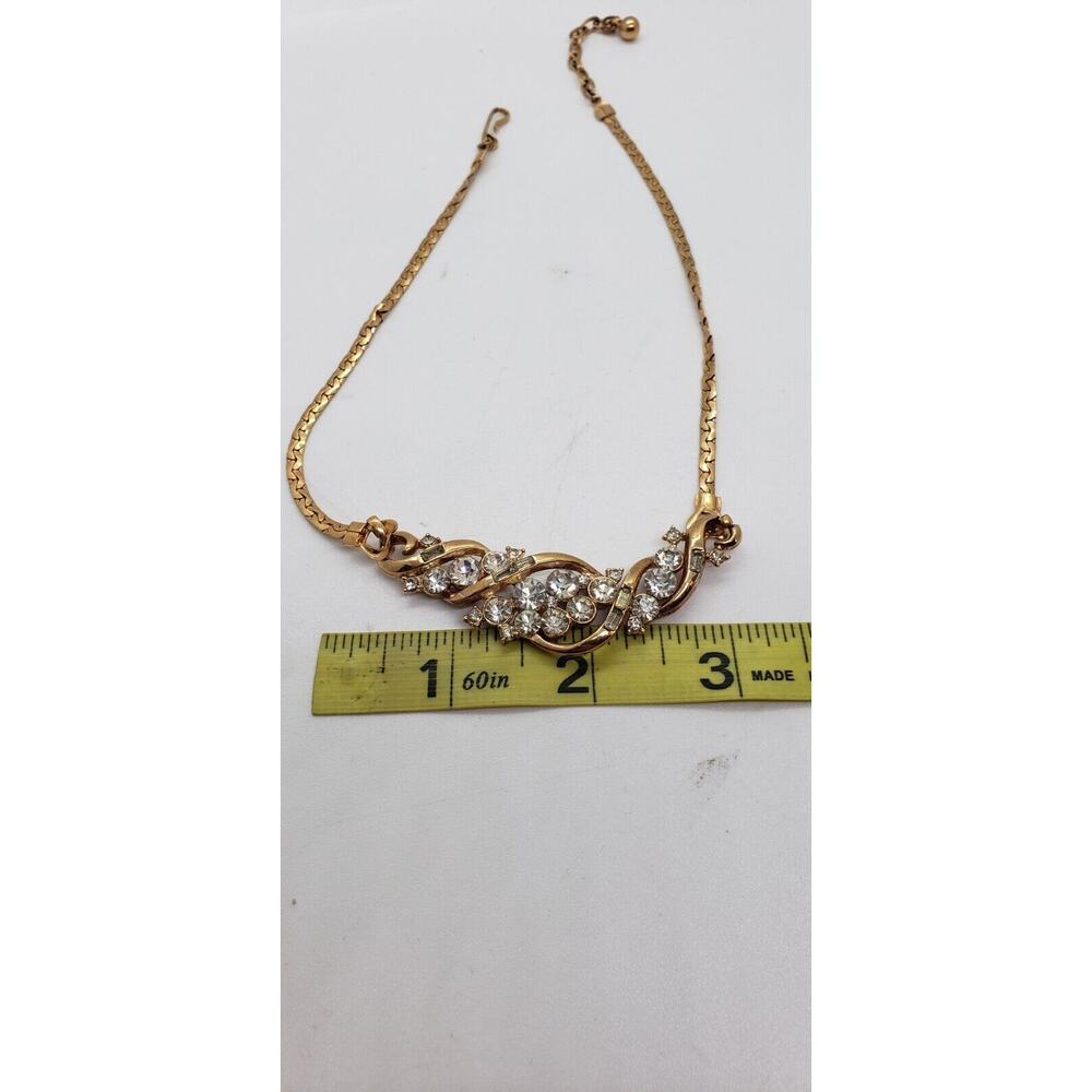 Vintage Gold Necklace Choker Earrings Rhinestone Set Palomar Jewels NOS in Box - Picture 12 of 12